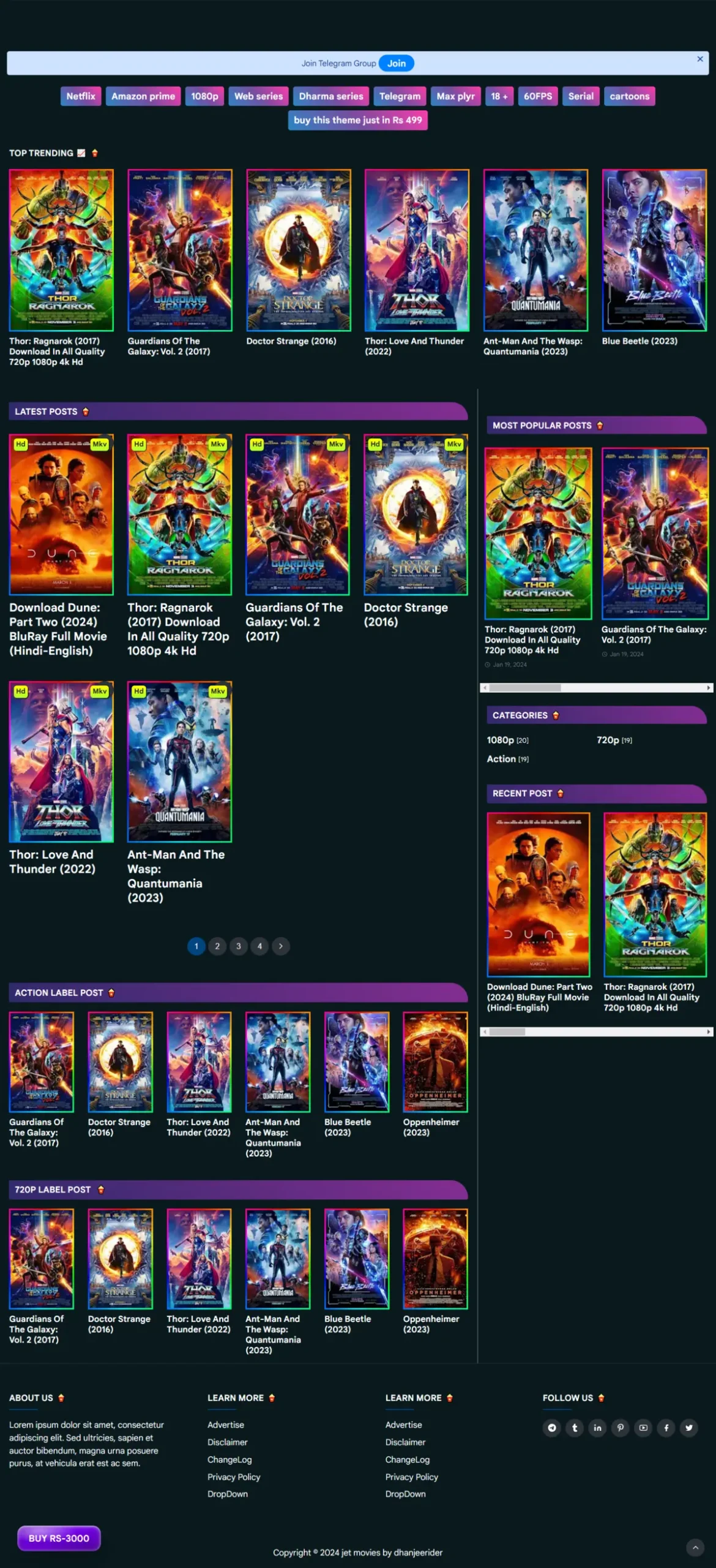 Jet Movies Blogger Template redesigned 2 pack