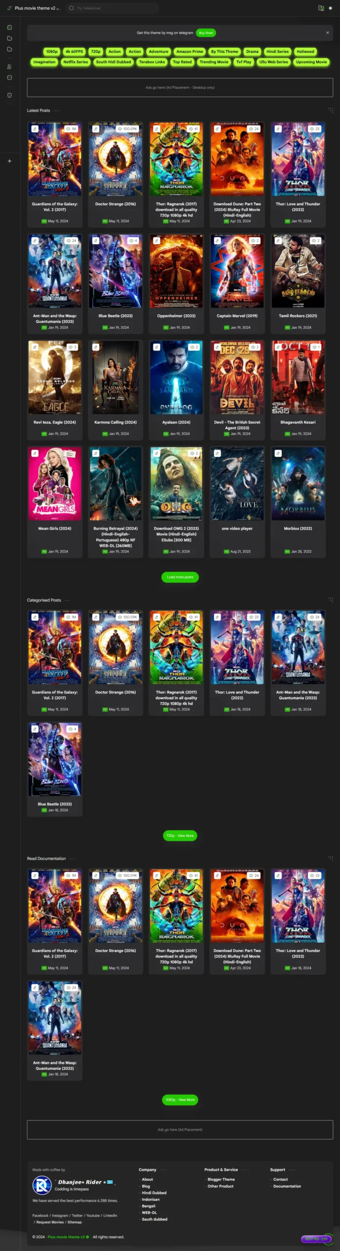 Cinemax movie blogger template