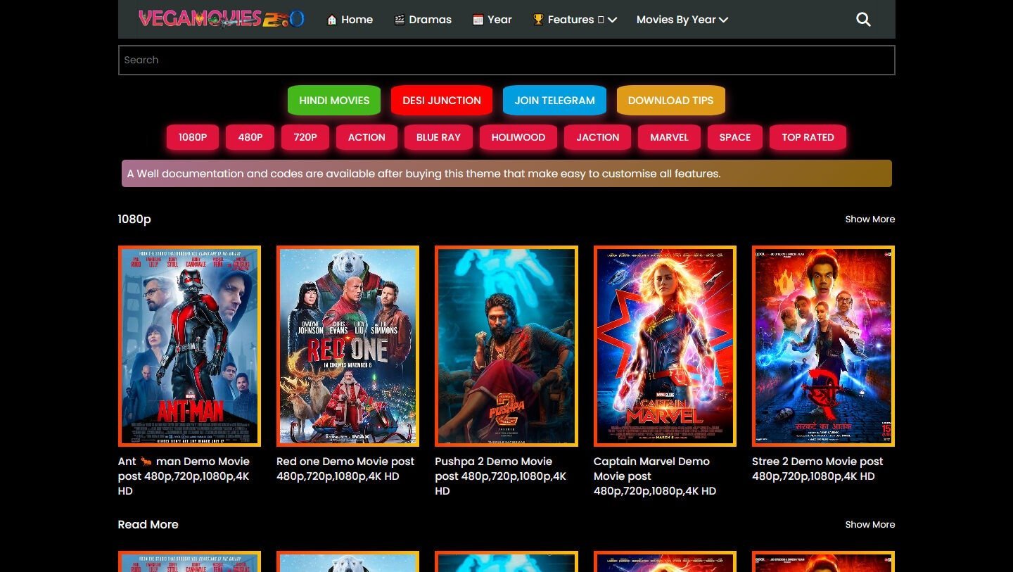 Vega movies blogger theme redesigned