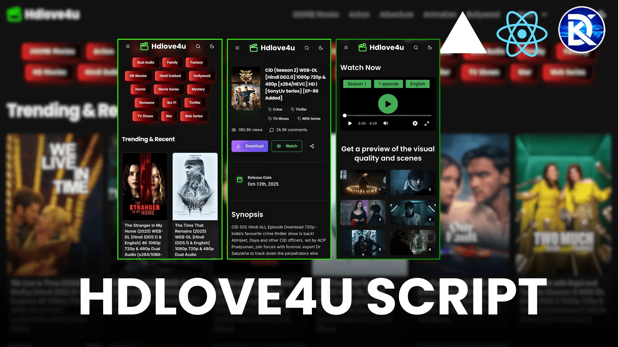 HDLove4u Live Scraper Website Script HDLove4u Live Scraper Script – Auto Movie & TV Streaming Website Builder (Next.js)