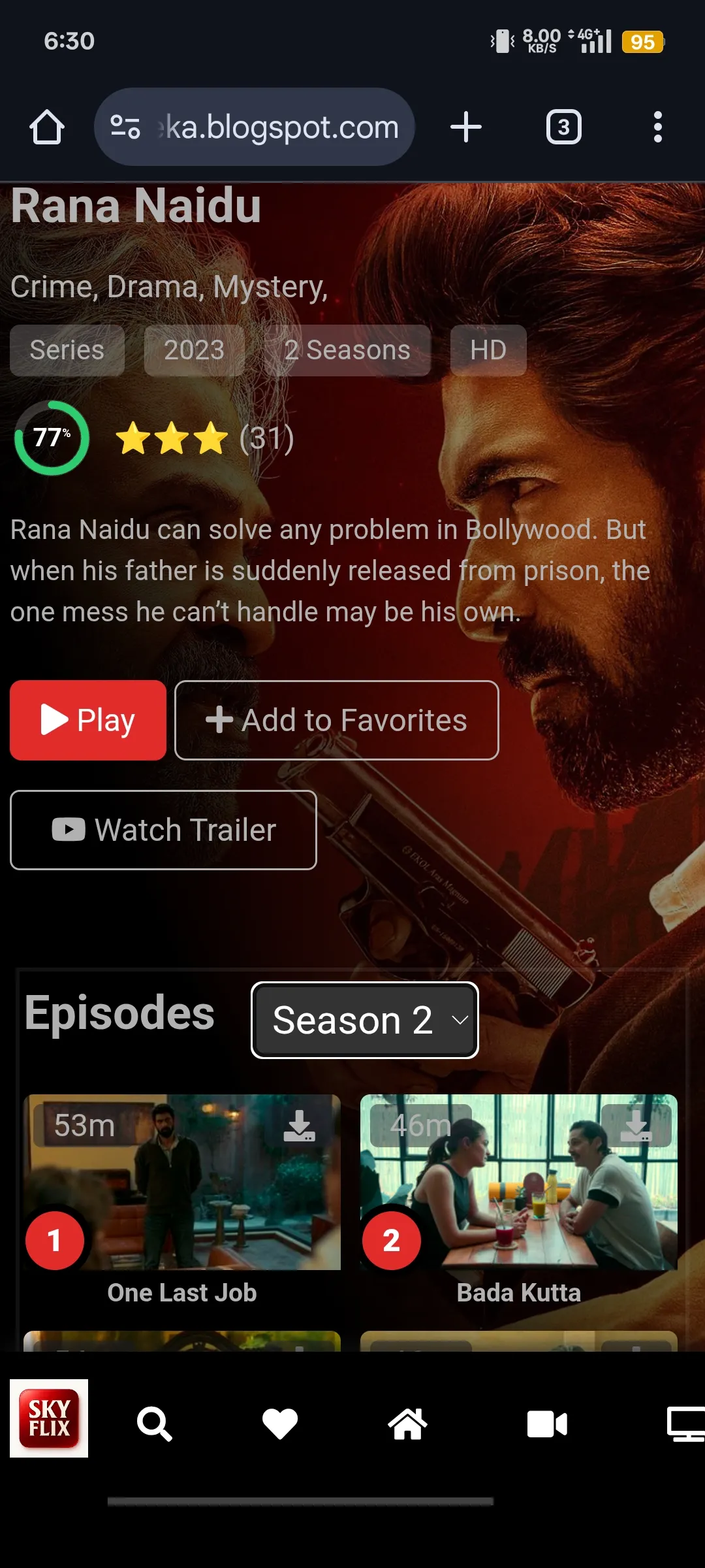 SKYFLIX STREAM + DL — Premium Streaming Blogger Theme