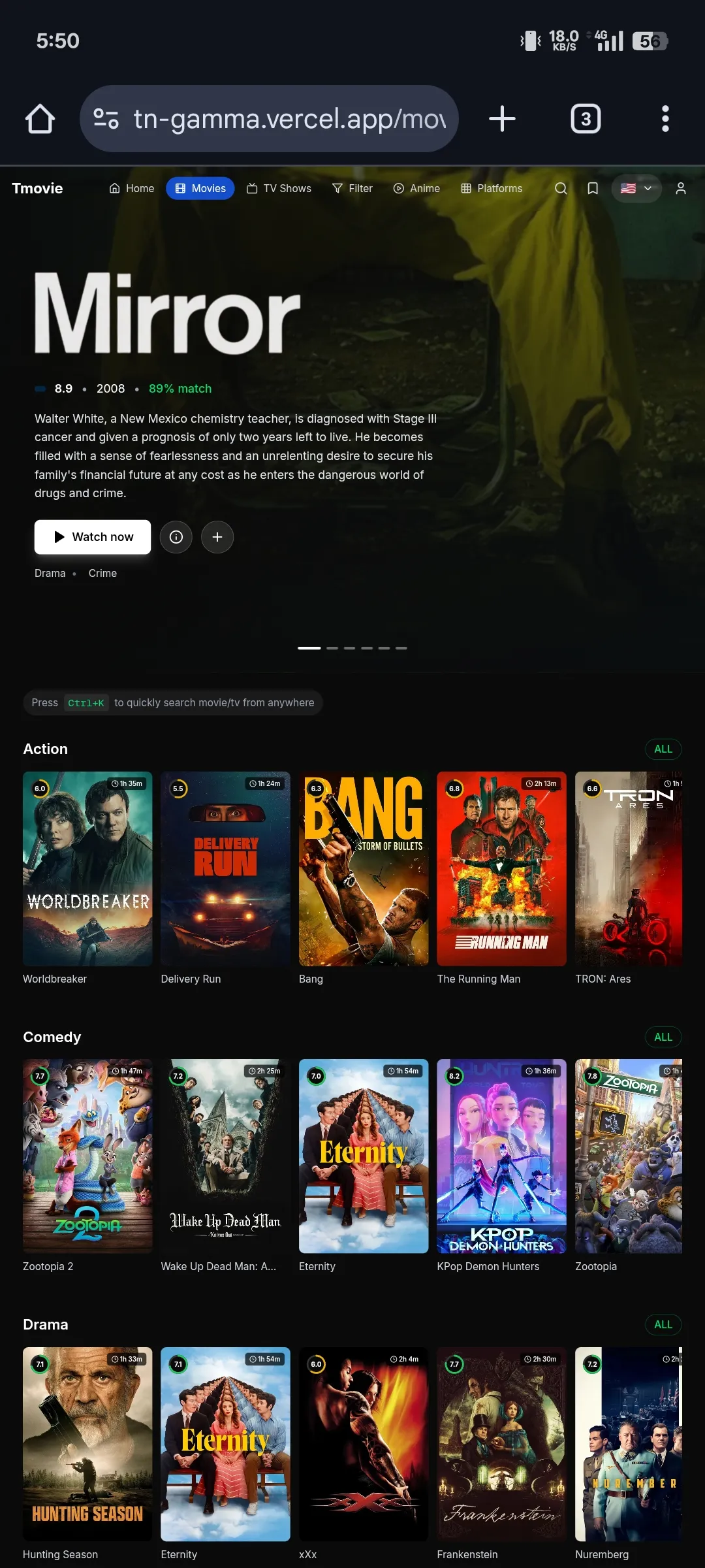 Tmovie web app tmdb react js script